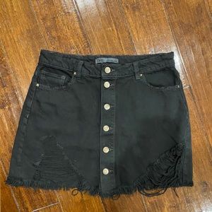 Zara basic black denim skirt